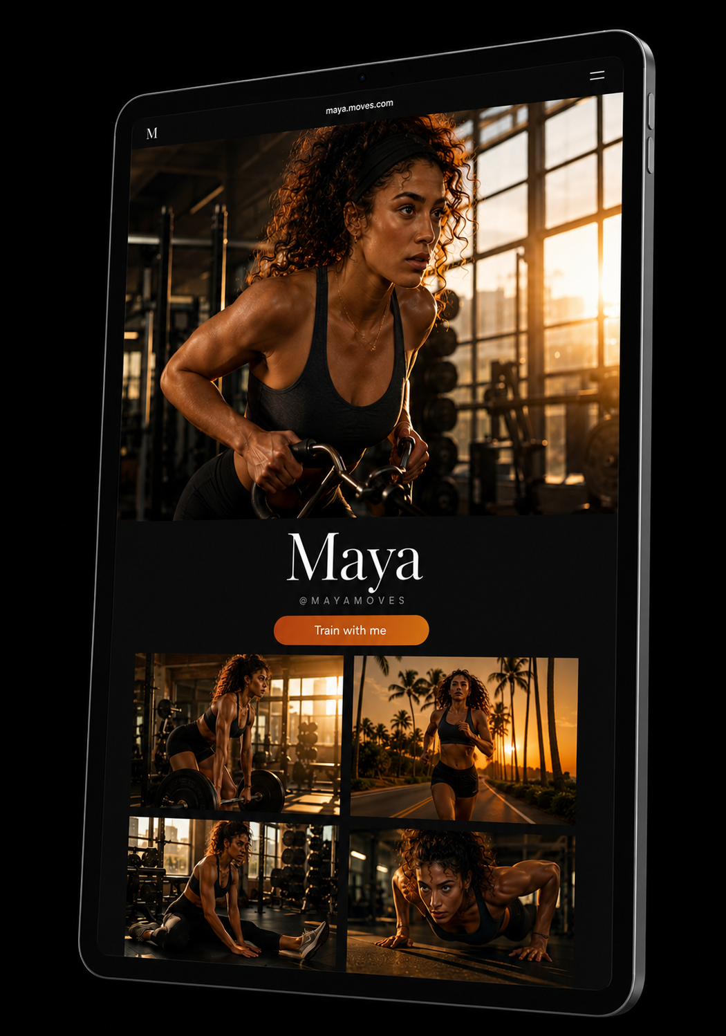 Maya — creator page on iPad